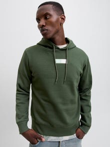 Jack & Jones Erkek Logo Baskılı Kapüşonlu Sweatshırt - Pan -Duffel Bag - 12278618