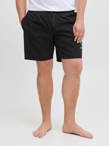 Jack & Jones Büyük Beden Logo Baskılı Deniz Şortu - Mauı -Black - 12278715