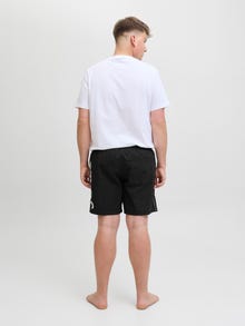 Jack & Jones Büyük Beden Logo Baskılı Deniz Şortu - Mauı -Black - 12278715