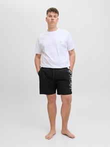 Jack & Jones Büyük Beden Logo Baskılı Deniz Şortu - Mauı -Black - 12278715
