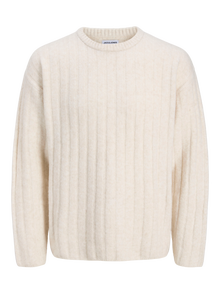 Jack & Jones Erkek Bisiklet Yaka Yün Kazak - Bradley -Moonbeam - 12278903