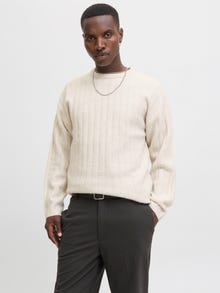 Jack & Jones Erkek Bisiklet Yaka Yün Kazak - Bradley -Moonbeam - 12278903