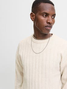 Jack & Jones Erkek Bisiklet Yaka Yün Kazak - Bradley -Moonbeam - 12278903