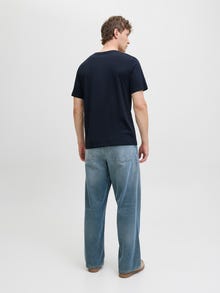 Jack & Jones Erkek Minimal Logo Baskılı Tişört - Brandy -Sky Captain - 12279100
