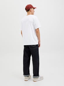 Jack & Jones Erkek Bisiklet Yaka Baskılı Tişört - Logo -Cloud Dancer - 12279535