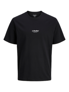 Jack & Jones Büyük Beden Bisiklet Yaka Tişört - Soho -Black - 12279591