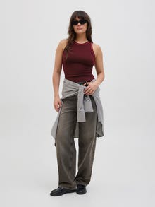 Jack & Jones Streç Kalıp Bisiklet Yaka Örgü üst -Cabernet - 12281432