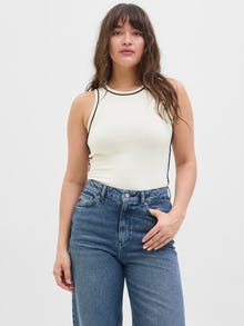 Jack & Jones Streç Kalıp Bisiklet Yaka Örgü üst -Vanilla Ice - 12281432