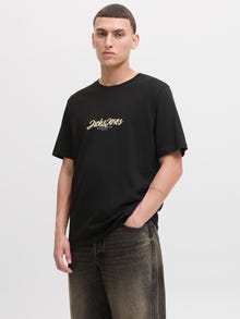 Jack & Jones Normal Kalıp Bisiklet Yaka Tişört -Black - 12281810