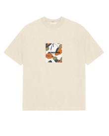 Jack & Jones Erkek Logo Baskılı Tişört - Tavıra -Antique White - 12281811
