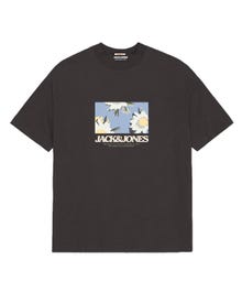 Jack & Jones Erkek Logo Baskılı Tişört - Tavıra -Black - 12281811