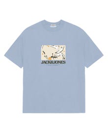 Jack & Jones Erkek Logo Baskılı Tişört - Tavıra -Skyway - 12281811