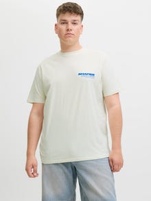 Jack & Jones Büyük Beden Göğüs ve Sırt Baskılı Tişört - Fold -Antique White - 12282194