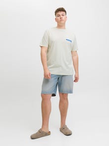Jack & Jones Büyük Beden Göğüs ve Sırt Baskılı Tişört - Fold -Antique White - 12282194