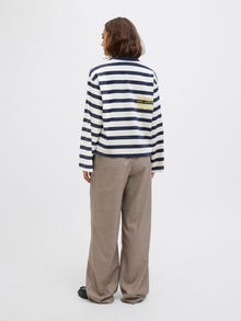 Jack & Jones Kadın Loose Fıt Çizgili Tişört - Lona -Naval Academy - 12282544