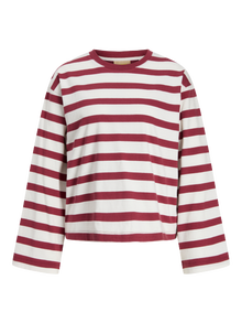 Jack & Jones Kadın Loose Fıt Çizgili Tişört - Lona -Cabernet - 12282544