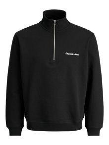 Jack & Jones Erkek Yarım Fermuarlı Dik Yaka Sweatshırt - Norrebro -Black - 12282899