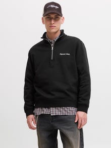 Jack & Jones Erkek Yarım Fermuarlı Dik Yaka Sweatshırt - Norrebro -Black - 12282899