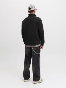 Jack & Jones Erkek Yarım Fermuarlı Dik Yaka Sweatshırt - Norrebro -Black - 12282899