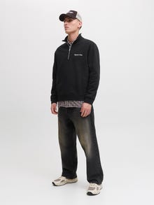 Jack & Jones Erkek Yarım Fermuarlı Dik Yaka Sweatshırt - Norrebro -Black - 12282899