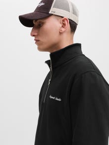 Jack & Jones Erkek Yarım Fermuarlı Dik Yaka Sweatshırt - Norrebro -Black - 12282899