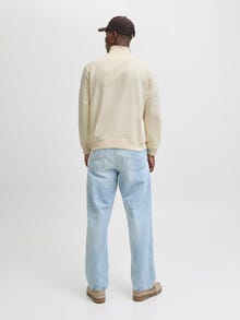 Jack & Jones Erkek Yarım Fermuarlı Dik Yaka Sweatshırt - Norrebro -Antique White - 12282899