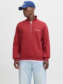 Jack & Jones Erkek Yarım Fermuarlı Dik Yaka Sweatshırt - Norrebro -Tibetan Red - 12282899