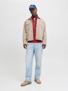 Jack & Jones Erkek Yarım Fermuarlı Dik Yaka Sweatshırt - Norrebro -Tibetan Red - 12282899