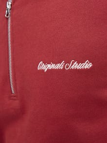 Jack & Jones Erkek Yarım Fermuarlı Dik Yaka Sweatshırt - Norrebro -Tibetan Red - 12282899