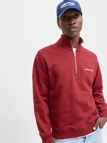 Jack & Jones Erkek Yarım Fermuarlı Dik Yaka Sweatshırt - Norrebro -Tibetan Red - 12282899
