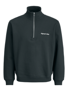 Jack & Jones Erkek Yarım Fermuarlı Dik Yaka Sweatshırt - Norrebro -Forest River - 12282899