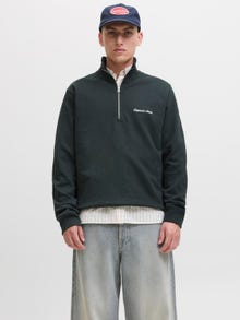 Jack & Jones Erkek Yarım Fermuarlı Dik Yaka Sweatshırt - Norrebro -Forest River - 12282899