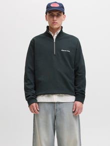 Jack & Jones Erkek Yarım Fermuarlı Dik Yaka Sweatshırt - Norrebro -Forest River - 12282899