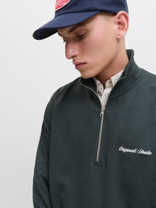 Jack & Jones Erkek Yarım Fermuarlı Dik Yaka Sweatshırt - Norrebro -Forest River - 12282899
