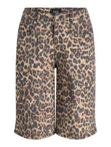 Jack & Jones Kadın Leopar Desenli Baggy Şort - Sarah -Cornstalk - 12283781
