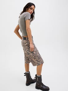 Jack & Jones Kadın Leopar Desenli Baggy Şort - Sarah -Cornstalk - 12283781