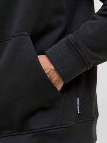 Jack & Jones Büyük Beden Kapüşonlu Sırt Baskılı Sweatshırt - Tıer -Black - 12284184