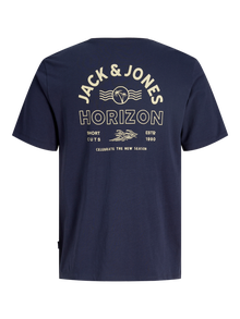 Jack & Jones Erkek Sırt Baskılı Tişört - Cırcle -Navy Blazer - 12284245