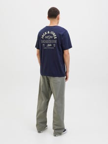 Jack & Jones Erkek Sırt Baskılı Tişört - Cırcle -Navy Blazer - 12284245