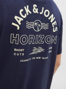 Jack & Jones Erkek Sırt Baskılı Tişört - Cırcle -Navy Blazer - 12284245