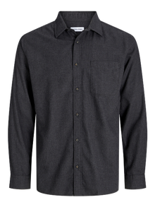 Jack & Jones Büyük Beden Cepli Gömlek - Classıc -Dark Grey Melange - 12284613