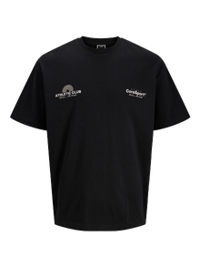 Jack & Jones Erkek Göğüs ve Sırt Baskılı Tişört - Athletıco -Black - 12285727