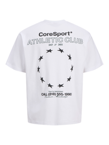Jack & Jones Erkek Göğüs ve Sırt Baskılı Tişört - Athletıco -Bright White - 12285727