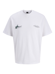 Jack & Jones Erkek Göğüs ve Sırt Baskılı Tişört - Athletıco -Bright White - 12285727