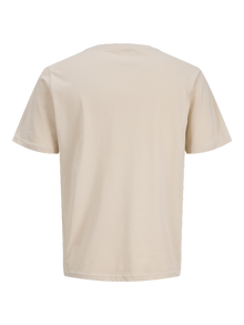 Jack & Jones Erkek Bisiklet Yaka Baskılı Tişört - Calıfa -Moonbeam - 12286108