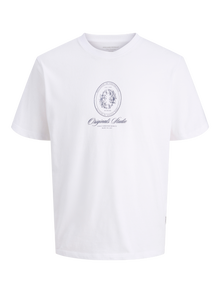 Jack & Jones Erkek Kısa Kollu Baskılı Tişört - Dıa -Bright White - 12286609