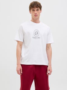 Jack & Jones Erkek Kısa Kollu Baskılı Tişört - Dıa -Bright White - 12286609