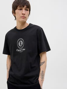 Jack & Jones Erkek Kısa Kollu Baskılı Tişört - Dıa -Black - 12286609