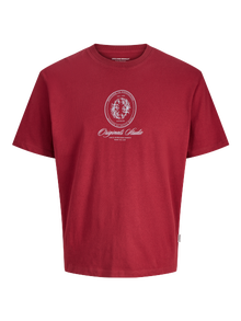 Jack & Jones Erkek Kısa Kollu Baskılı Tişört - Dıa -Tibetan Red - 12286609
