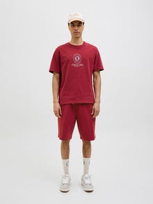 Jack & Jones Erkek Kısa Kollu Baskılı Tişört - Dıa -Tibetan Red - 12286609